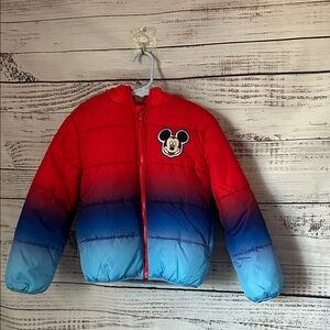 Kids Red and Blue Mickey Mouse puffer / snow Jacket size 5t